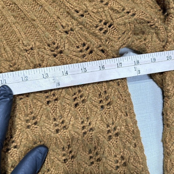 Madewell Pointelle Stitch Mix Mockneck Tan Sweater MA757 Knit Sz XS - Picture 8 of 9